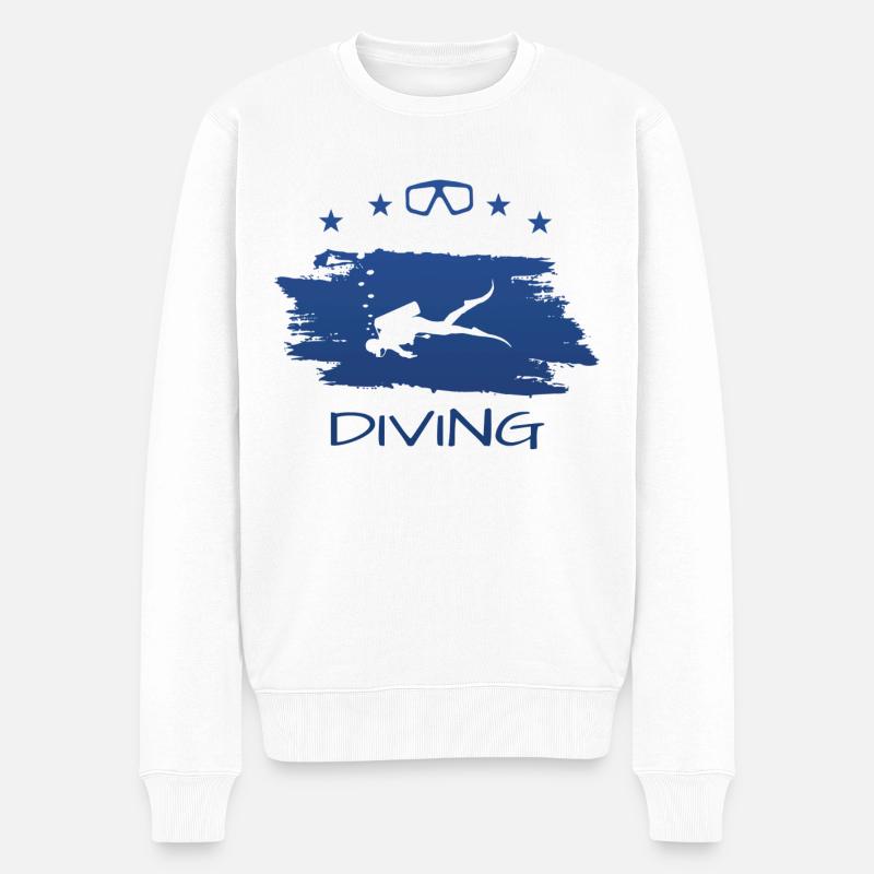 Tauchen - Männer Premium Bio Pullover - Weiß