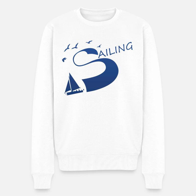 sailing segeln - Männer Premium Bio Pullover - Weiß