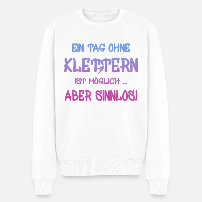 Klettern Kletterer Bouldern Boulderer - Männer Premium Bio Pullover - Weiß