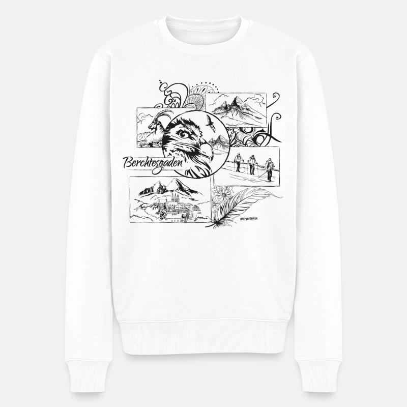 Berchtesgaden Watzmann Gypaète barbu - Pull Premium bio Homme - blanc