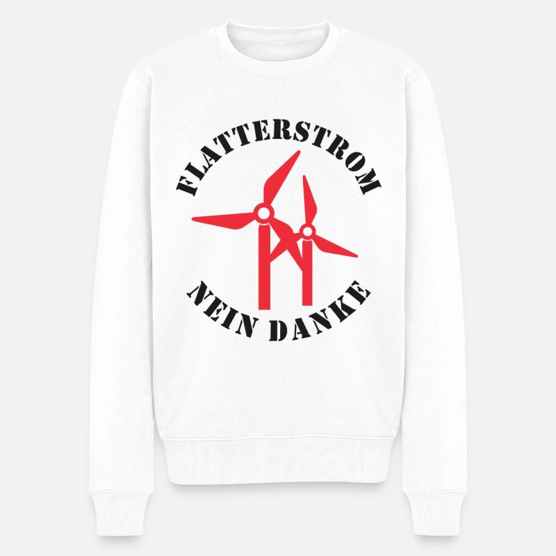 Flatterstrom Nein Danke, Windkraft Nein Danke - Männer Premium Bio Pullover - Weiß