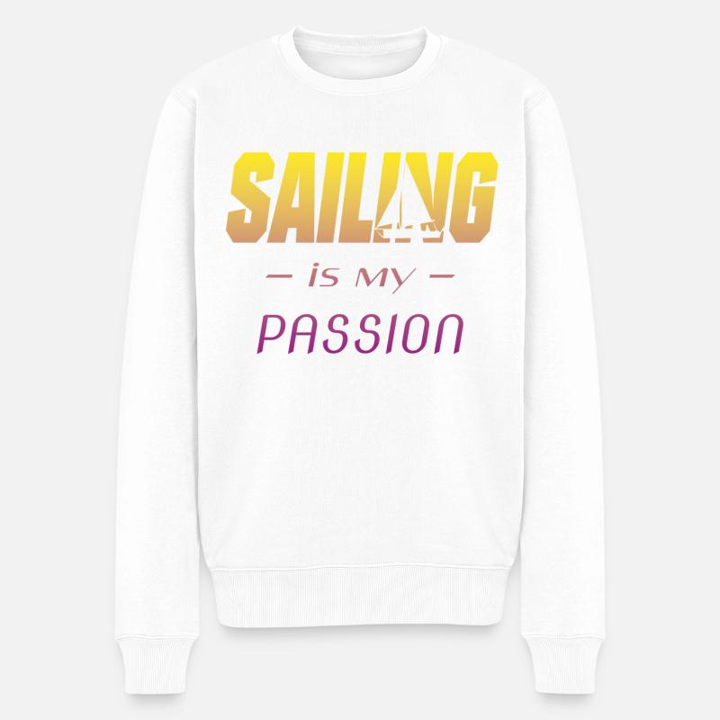 Segeln Segelboot Sailing - Männer Premium Bio Pullover - Weiß