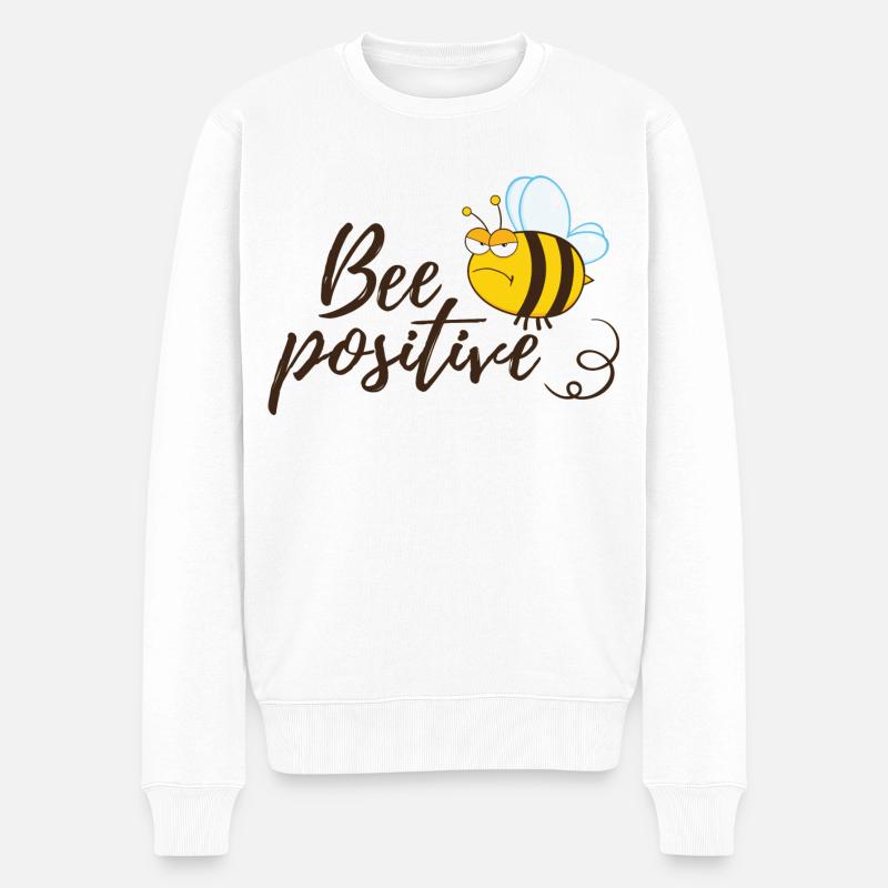 Lustige Biene Spruch Bee Positive - Männer Premium Bio Pullover - Weiß