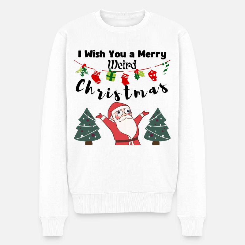 Je vous souhaite un joyeux Noël bizarre (Père Noël) - Pull Premium bio Homme - blanc