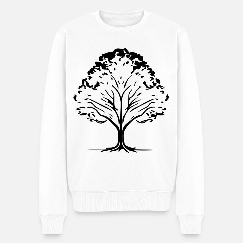 Baum Wald Symbol - Männer Premium Bio Pullover - Weiß