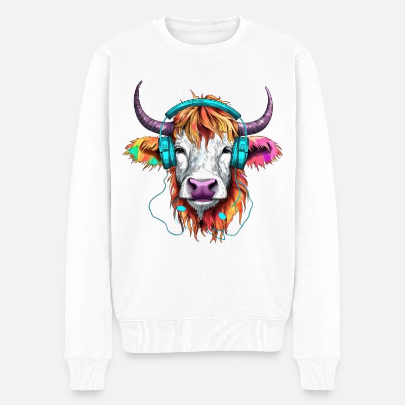 Look vache dans les années 90 - Pull Premium bio Homme - blanc