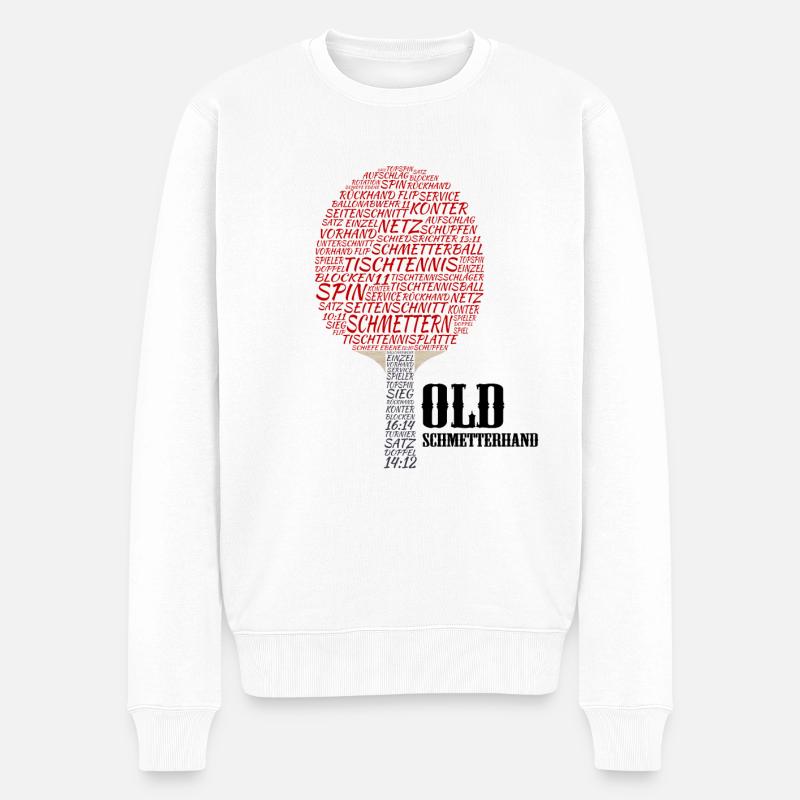 Tischtennis Old Schmetterhand - Männer Premium Bio Pullover - Weiß