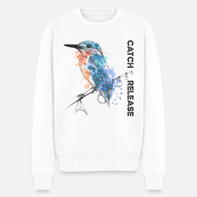 Catch and Release - Karpfenangeln - Männer Premium Bio Pullover - Weiß