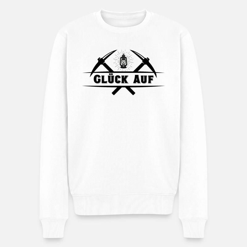 Glück Auf Ruhrpott Ruhrgebiet Bergbau Steiger - Männer Premium Bio Pullover - Weiß