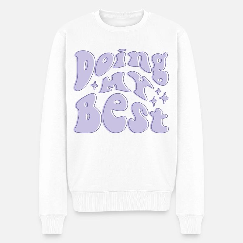 Doing My Best violett - Männer Premium Bio Pullover - Weiß