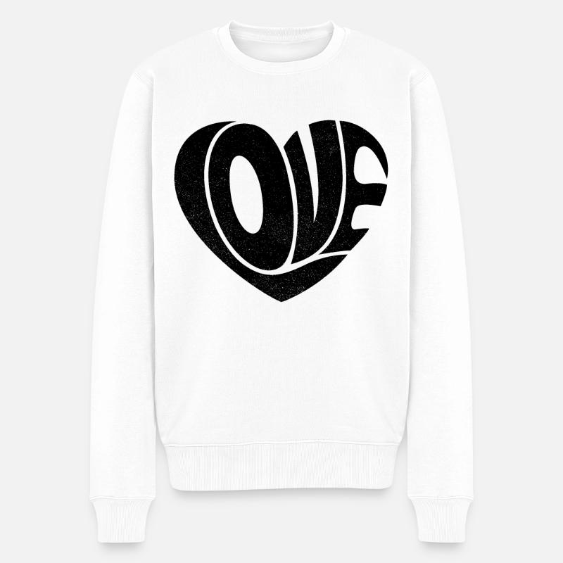 Love Heart Schwarz - Männer Premium Bio Pullover - Weiß