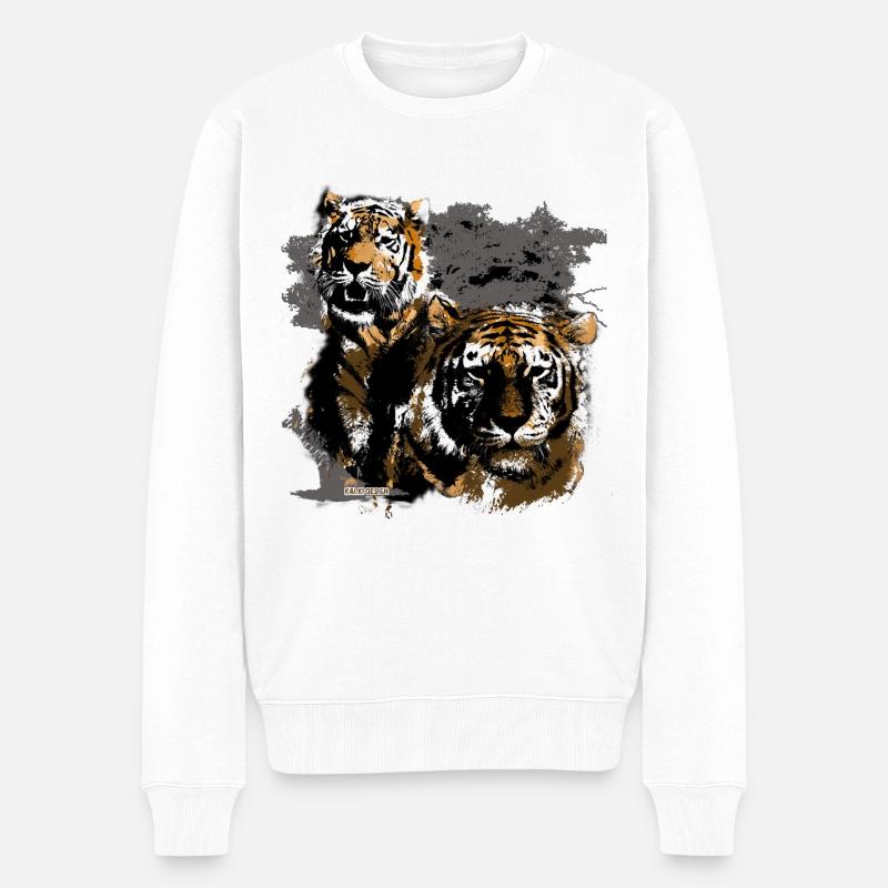tiger - Männer Premium Bio Pullover - Weiß