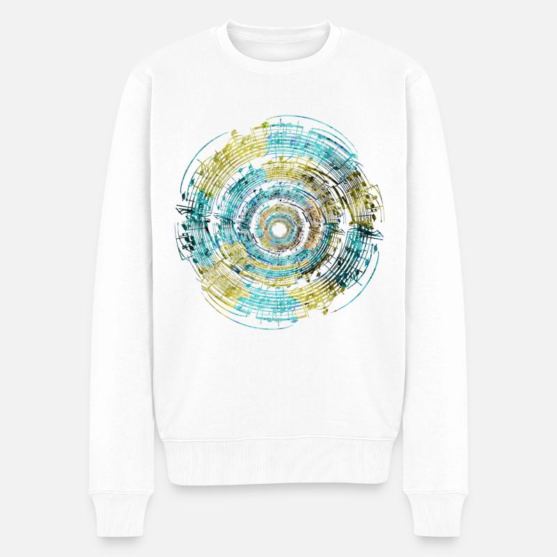 Music Circle Blau Gelb - Männer Premium Bio Pullover - Weiß