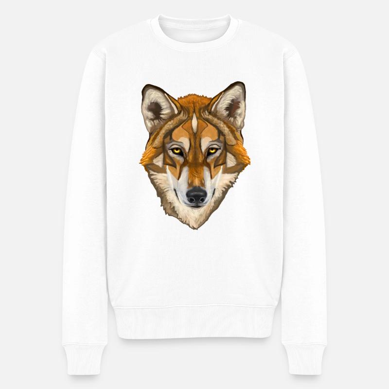 Wolf - Männer Premium Bio Pullover - Weiß