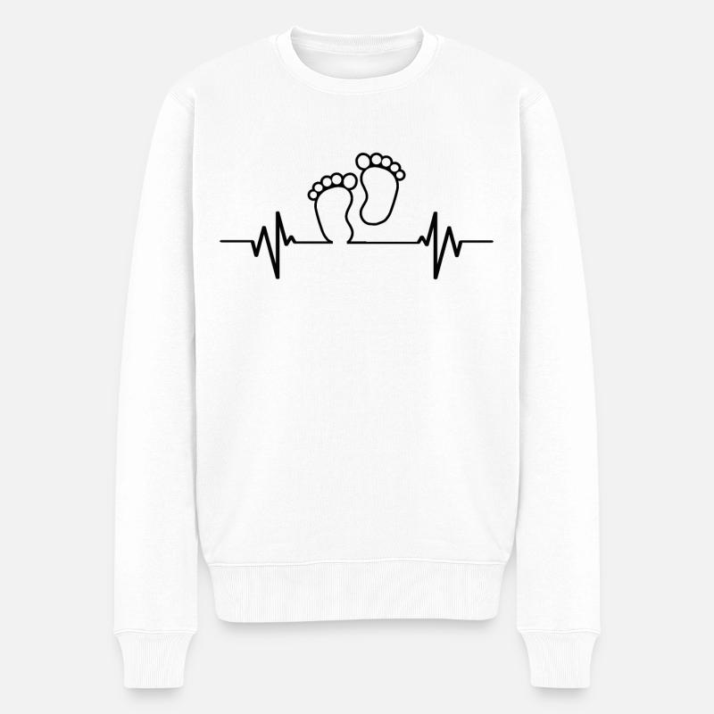 Herzlinie Baby Füße Geschenk Mutter - Männer Premium Bio Pullover - Weiß