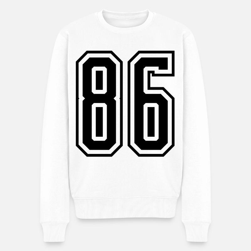 86 Zahl nummer - Männer Premium Bio Pullover - Weiß