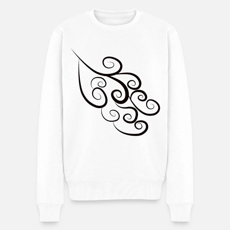 Muster Spiralen Schwarz - Männer Premium Bio Pullover - Weiß