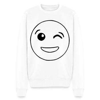 Emoji clin d’oeil croquis noir - Pull Premium bio Homme - blanc - Devant - Thijin (182cm)