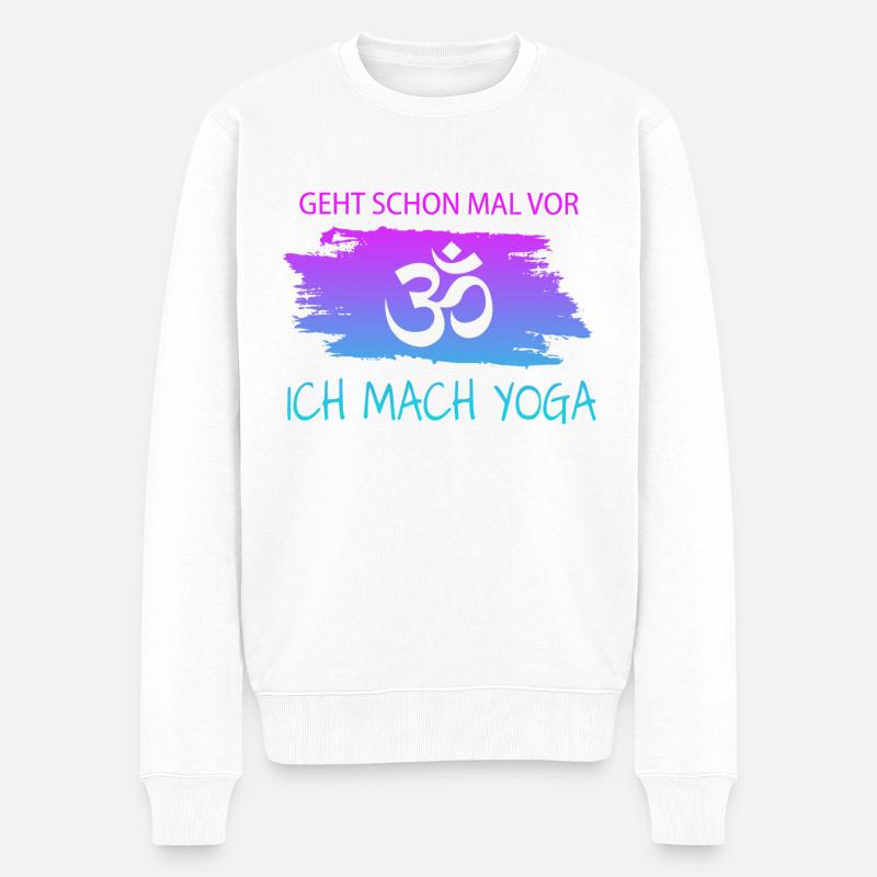 Yoga, Spruch - Männer Premium Bio Pullover - Weiß