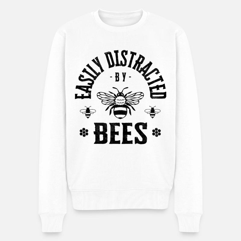Easily distracted by bees - Männer Premium Bio Pullover - Weiß