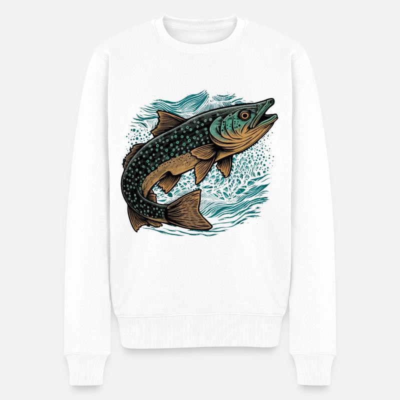 Œuvre d’art sur les poissons - Pull Premium bio Homme - blanc