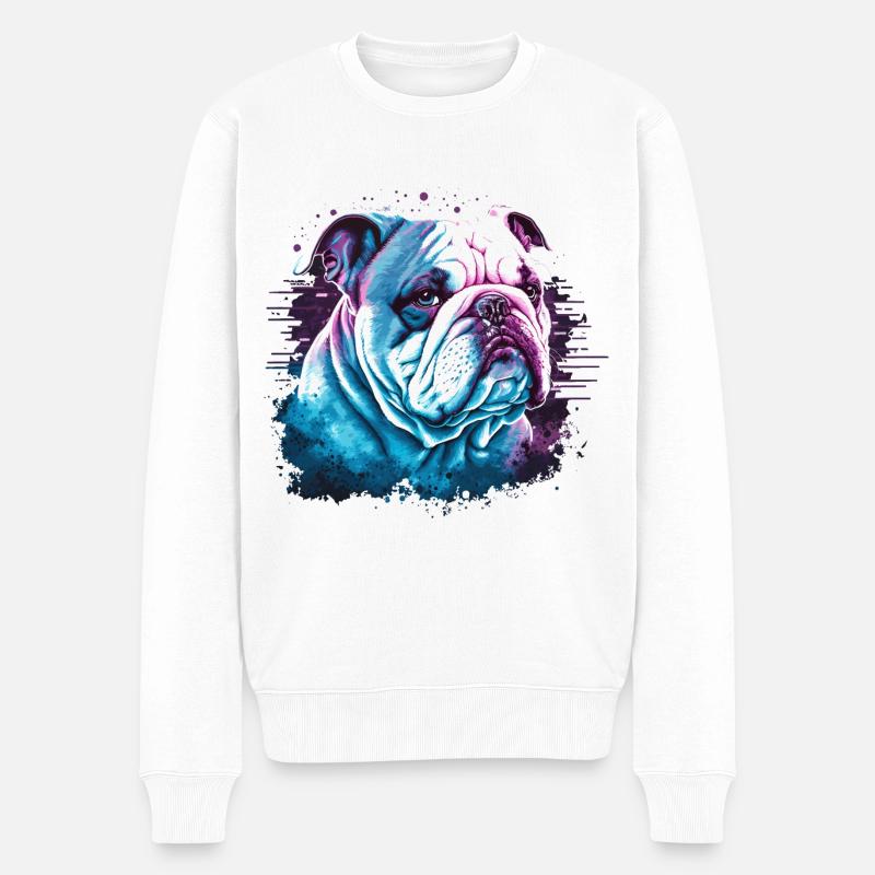 Weiße Bulldogge - Männer Premium Bio Pullover - Weiß