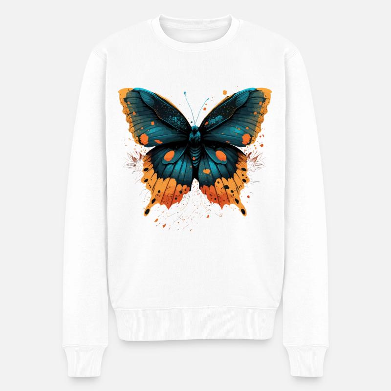 Zarter Schmetterling - Männer Premium Bio Pullover - Weiß