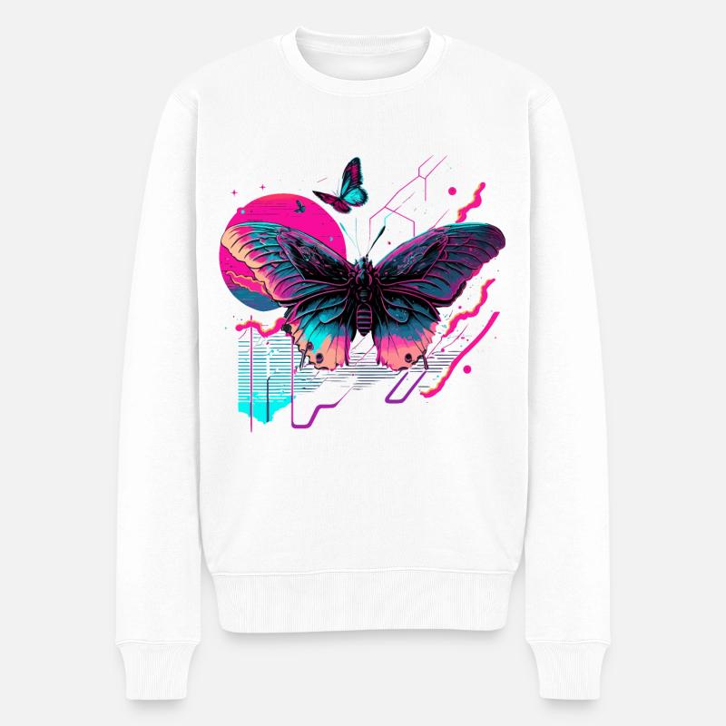 Träume von Neon Butterfly - Männer Premium Bio Pullover - Weiß