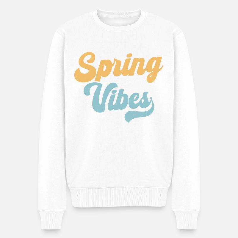 Vibrations printanières - Pull Premium bio Homme - blanc