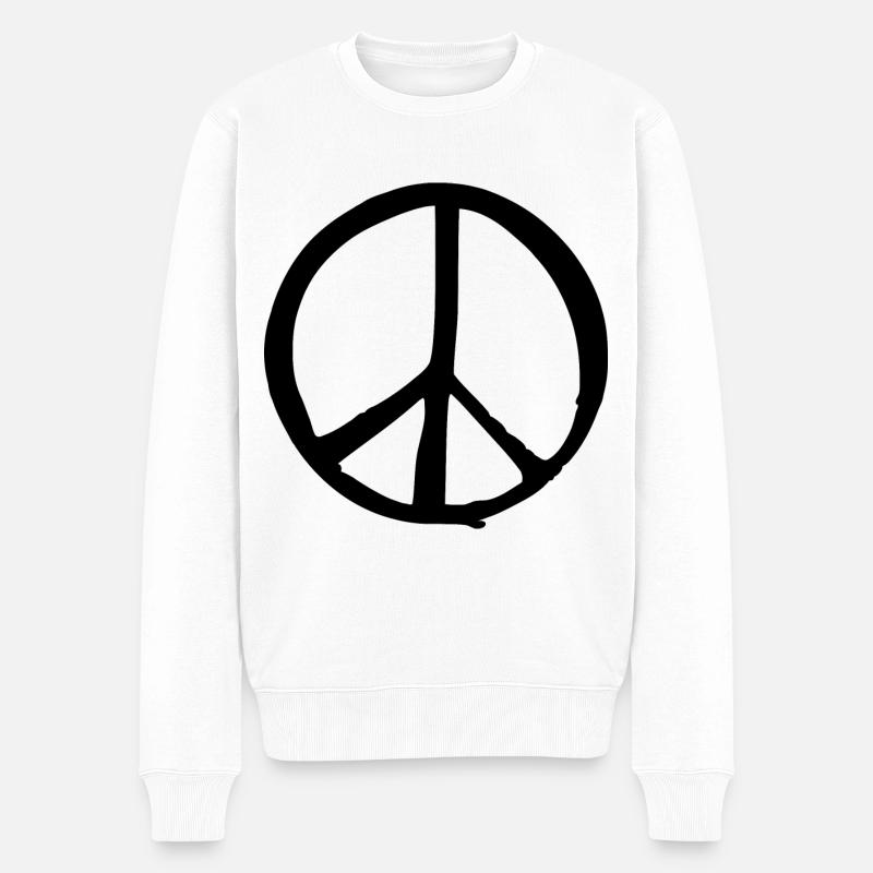 Peacezeichen - Männer Premium Bio Pullover - Weiß