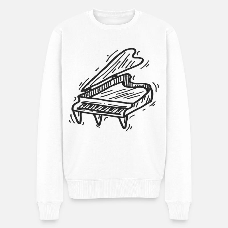 Klaviermusiker - Männer Premium Bio Pullover - Weiß