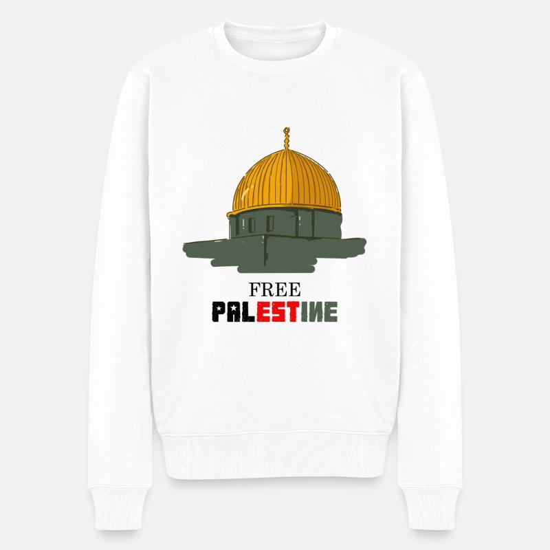 Free palestine - Männer Premium Bio Pullover - Weiß
