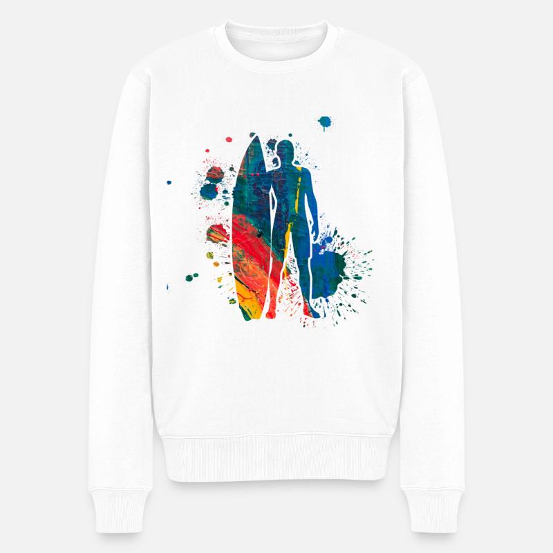 Surfing - Männer Premium Bio Pullover - Weiß