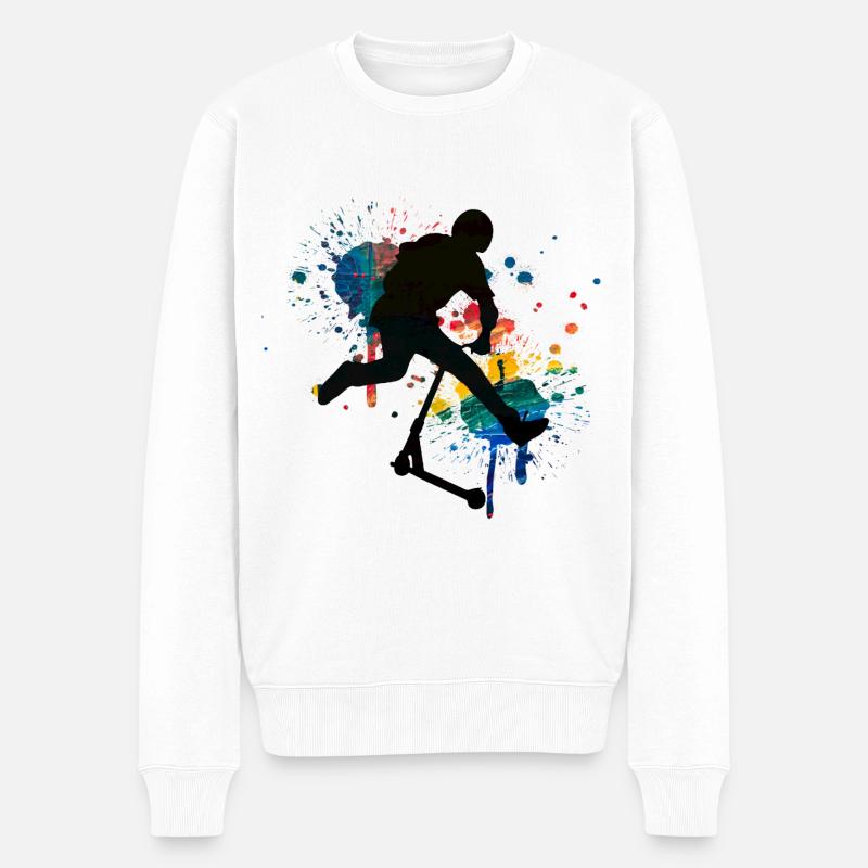 trottinette freestyle - Pull Premium bio Homme - blanc