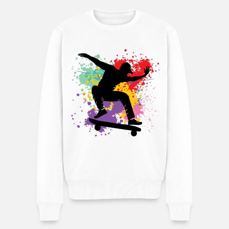 Skateboard Freestyle - Männer Premium Bio Pullover - Weiß