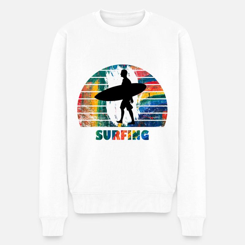 Surfing - Männer Premium Bio Pullover - Weiß