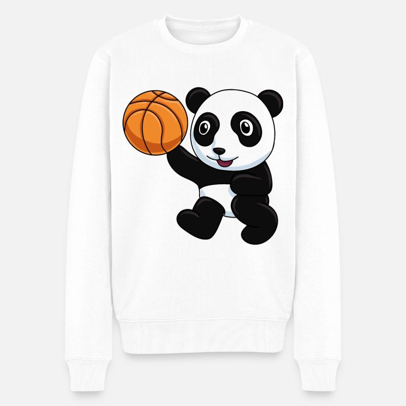 Basketball Panda - Männer Premium Bio Pullover - Weiß