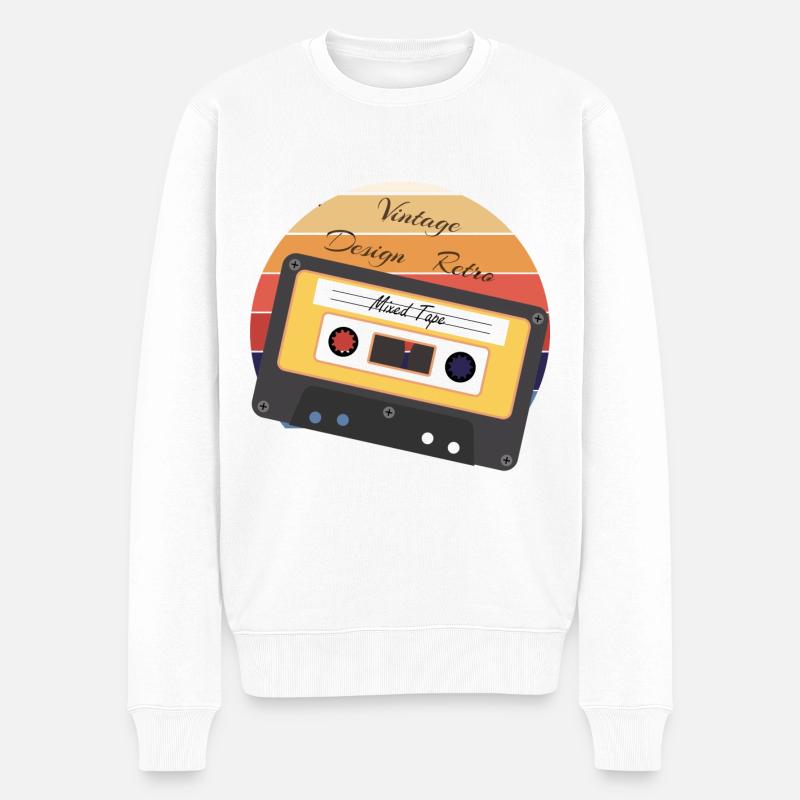 Vintage Retro Audio Kassette - Männer Premium Bio Pullover - Weiß