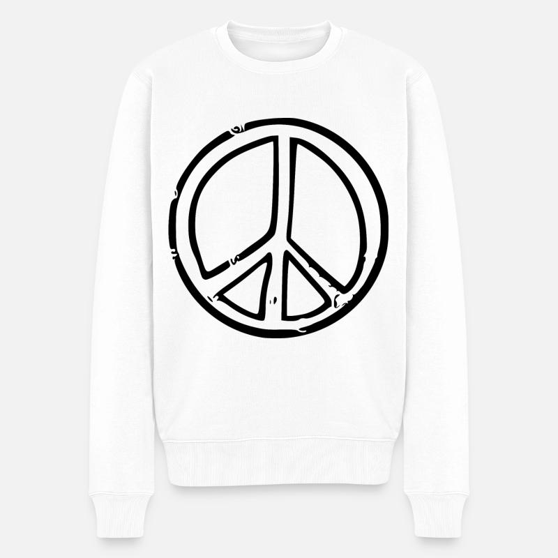 Peacezeichen - Männer Premium Bio Pullover - Weiß