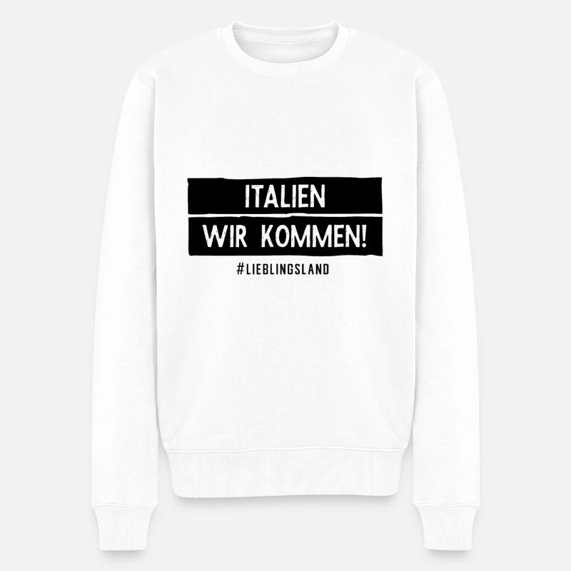 Auswandern nach Italien Urlaub Reise coole Sprüche - Männer Premium Bio Pullover - Weiß