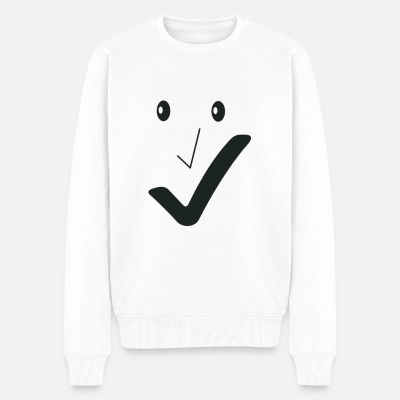 Feines Lächeln - Feines Gesicht 01. - Männer Premium Bio Pullover - Weiß