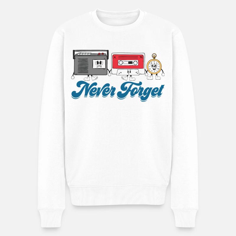 Vergessen Sie nie Kassette VHS Diskette 90er Jahre - Männer Premium Bio Pullover - Weiß