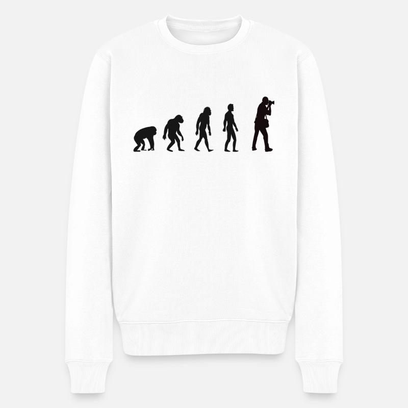 Evolution Fotograf Fotografie Kamera - Männer Premium Bio Pullover - Weiß