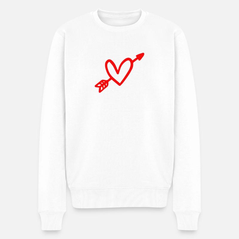 Pfeil und Herz Liebe Valentinstag Amor - Männer Premium Bio Pullover - Weiß