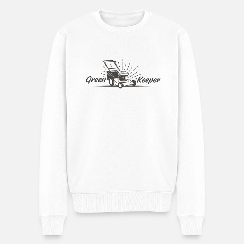 Greenkeeper Rasenmäher Gärtner Garten Geschenkidee - Männer Premium Bio Pullover - Weiß