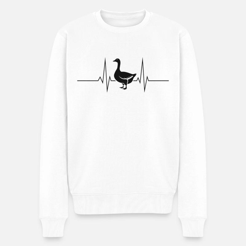 Gans Gänse Herzschlag Herzfrequenz - Männer Premium Bio Pullover - Weiß