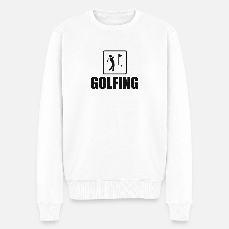 Golfing Golf Spruch Golfspieler - Männer Premium Bio Pullover - Weiß