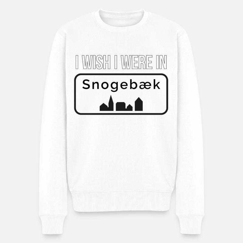 Dänemark Ortsschild Bornholm Snogebaek 2 - Männer Premium Bio Pullover - Weiß