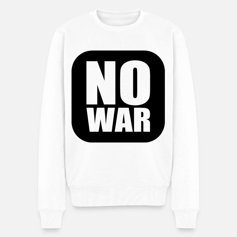 No war - Pull Premium bio Homme - blanc
