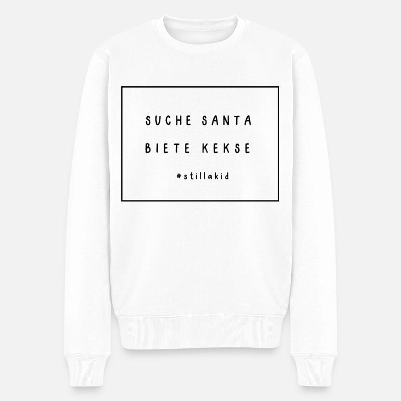 Suche Santa Weihnachtsgeschenk - Männer Premium Bio Pullover - Weiß